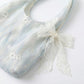 Soft Shoulder Bag Floral Embroidery Lace Bow Detail Slouchy Hobo Silhouette