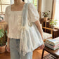 Soft Shoulder Bag Floral Embroidery Lace Bow Detail Slouchy Hobo Silhouette