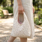 Floral Ribbed Knit Hobo Bag Soft Casual Tote Lightweight Everyday Shoulder Bag