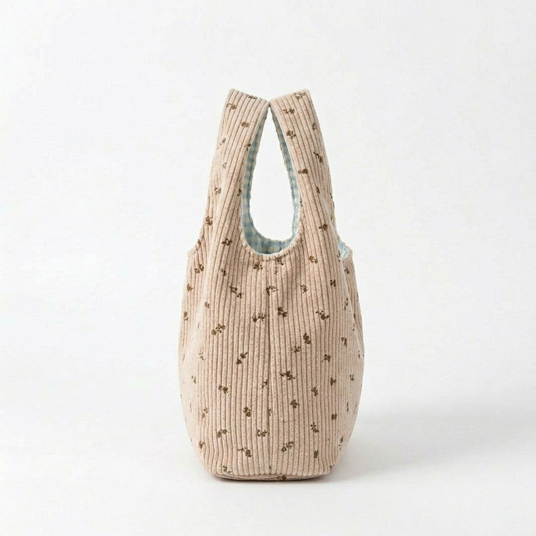 Floral Ribbed Knit Hobo Bag Soft Casual Tote Lightweight Everyday Shoulder Bag