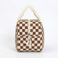 Checkered Zip Top Lunch Bag Insulated Small Tote with Handle Portable Food Carrier