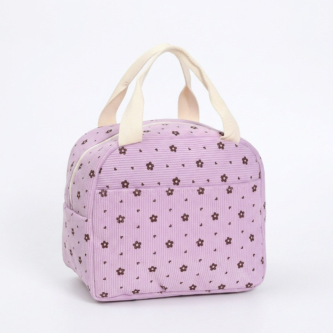 Checkered Zip Top Lunch Bag Insulated Small Tote with Handle Portable Food Carrier