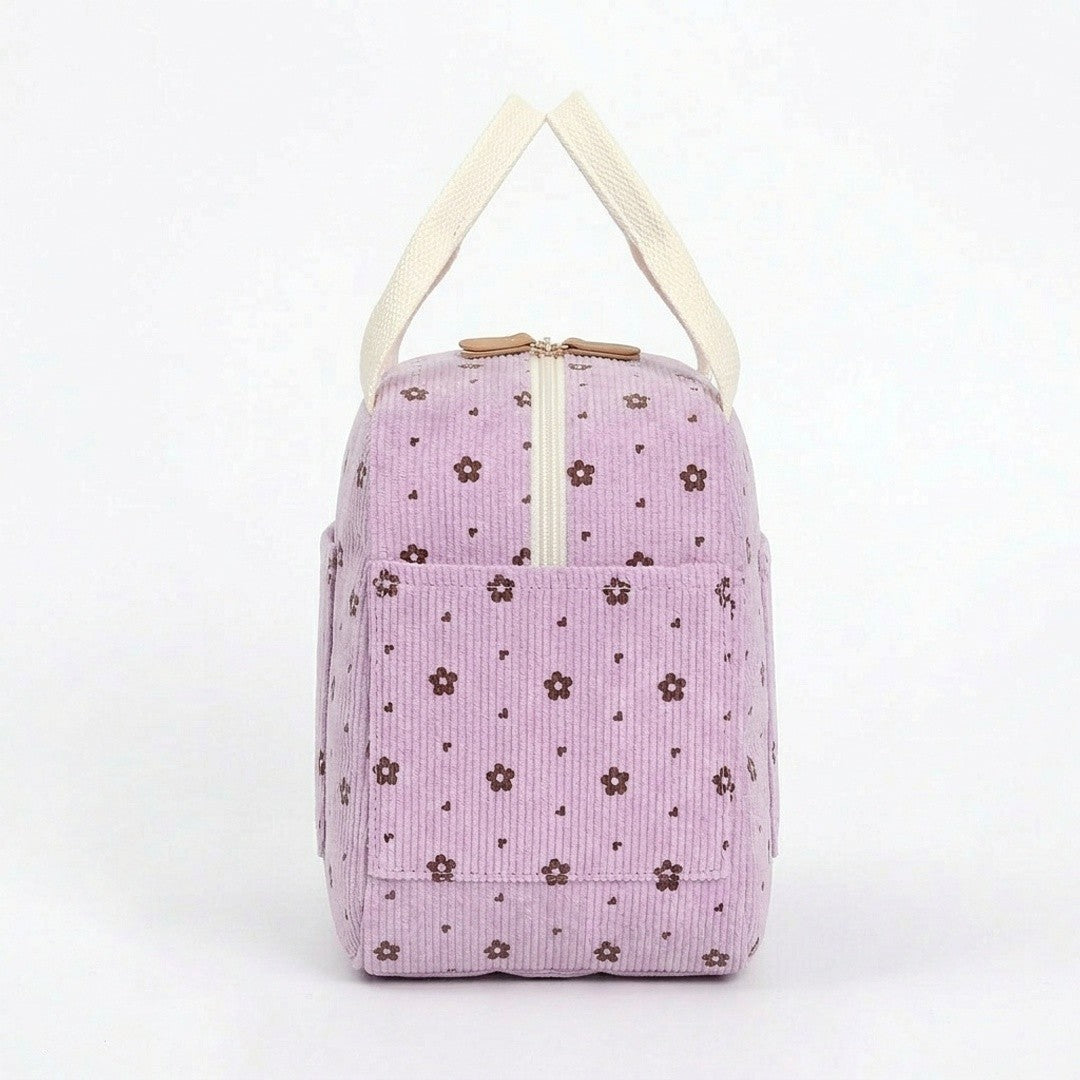 Checkered Zip Top Lunch Bag Insulated Small Tote with Handle Portable Food Carrier