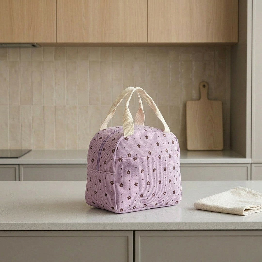 Checkered Zip Top Lunch Bag Insulated Small Tote with Handle Portable Food Carrier