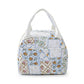 Floral Patchwork Zip Top Lunch Bag Small Travel Tote with Handle Lightweight Organizer