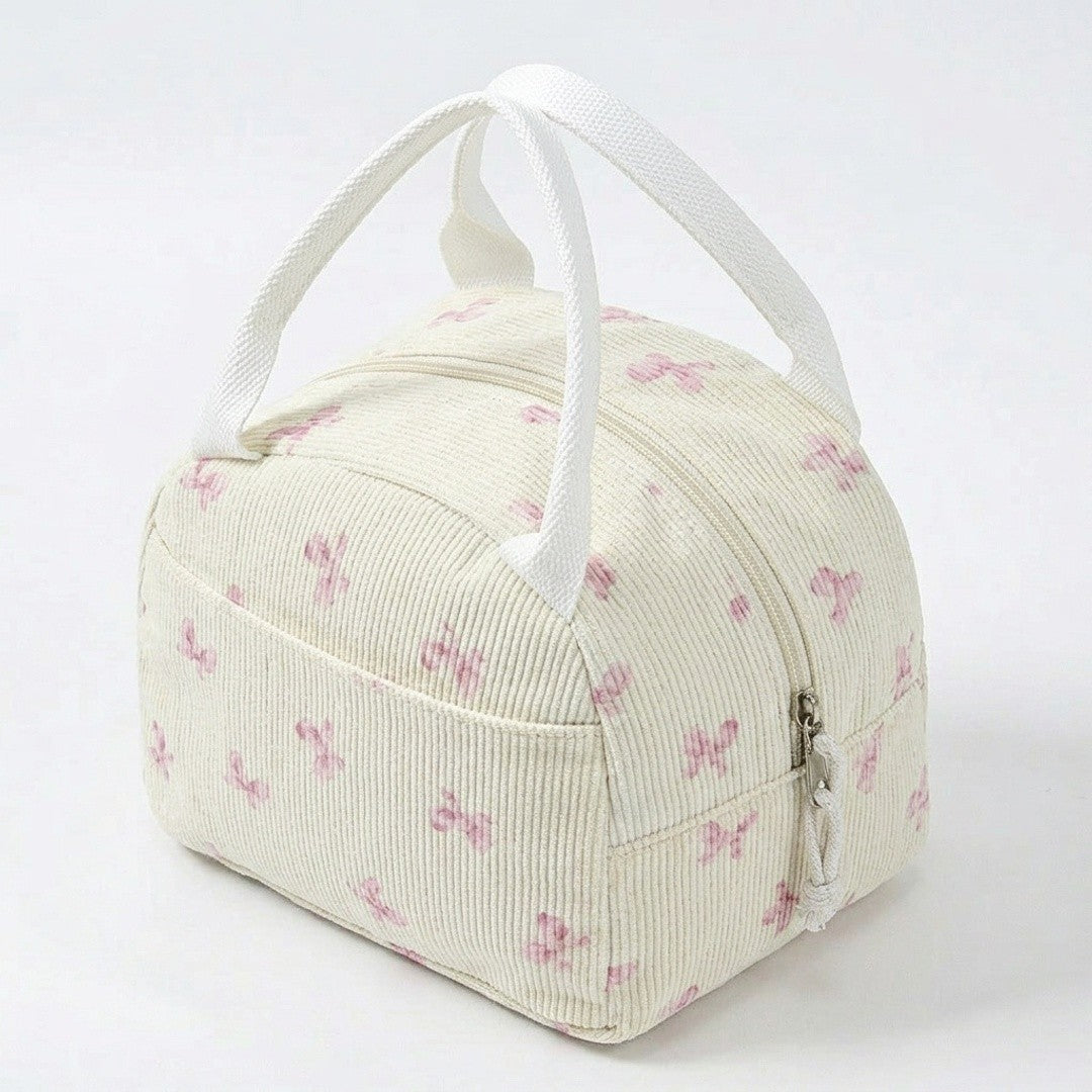 Floral Patchwork Zip Top Lunch Bag Small Travel Tote with Handle Lightweight Organizer