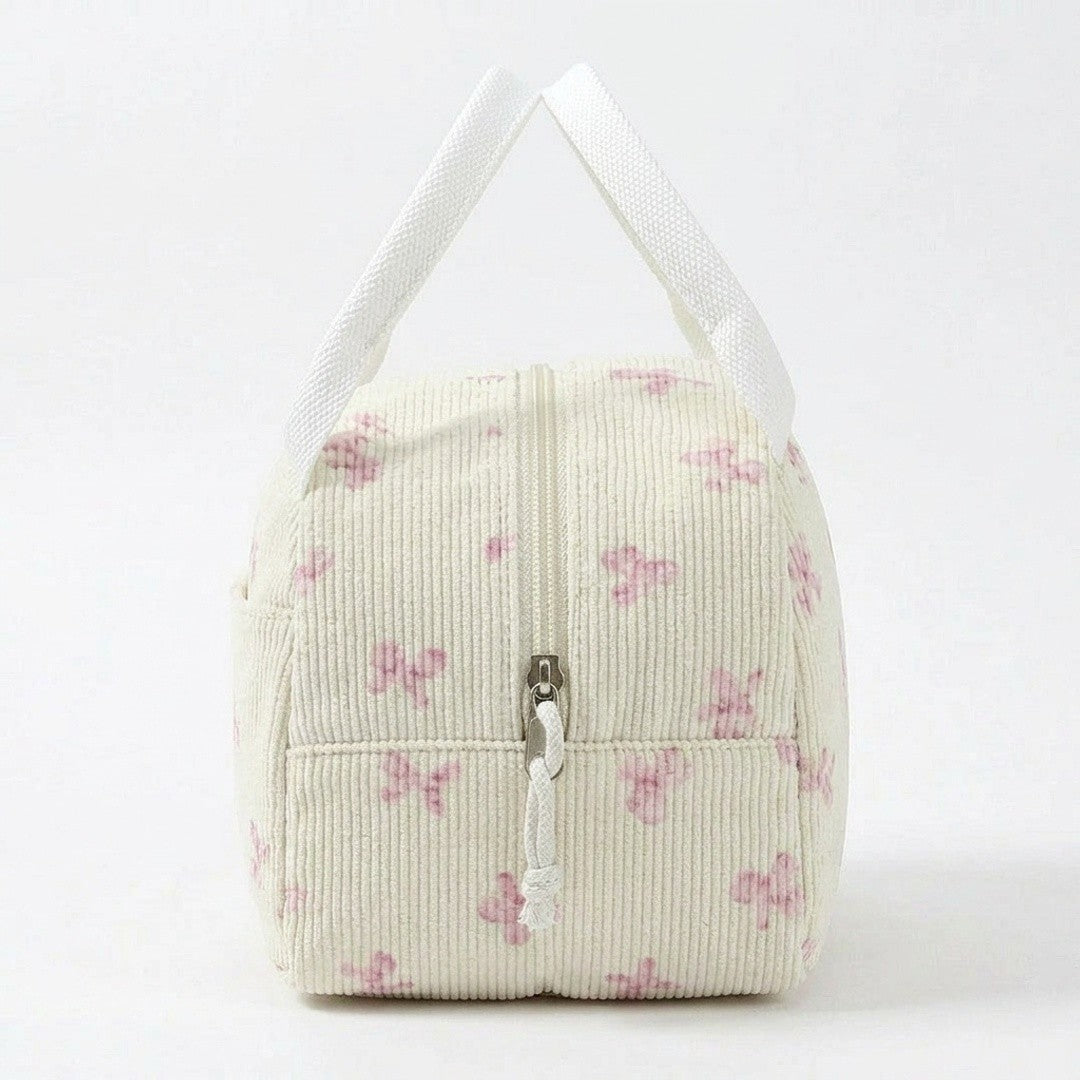 Floral Patchwork Zip Top Lunch Bag Small Travel Tote with Handle Lightweight Organizer