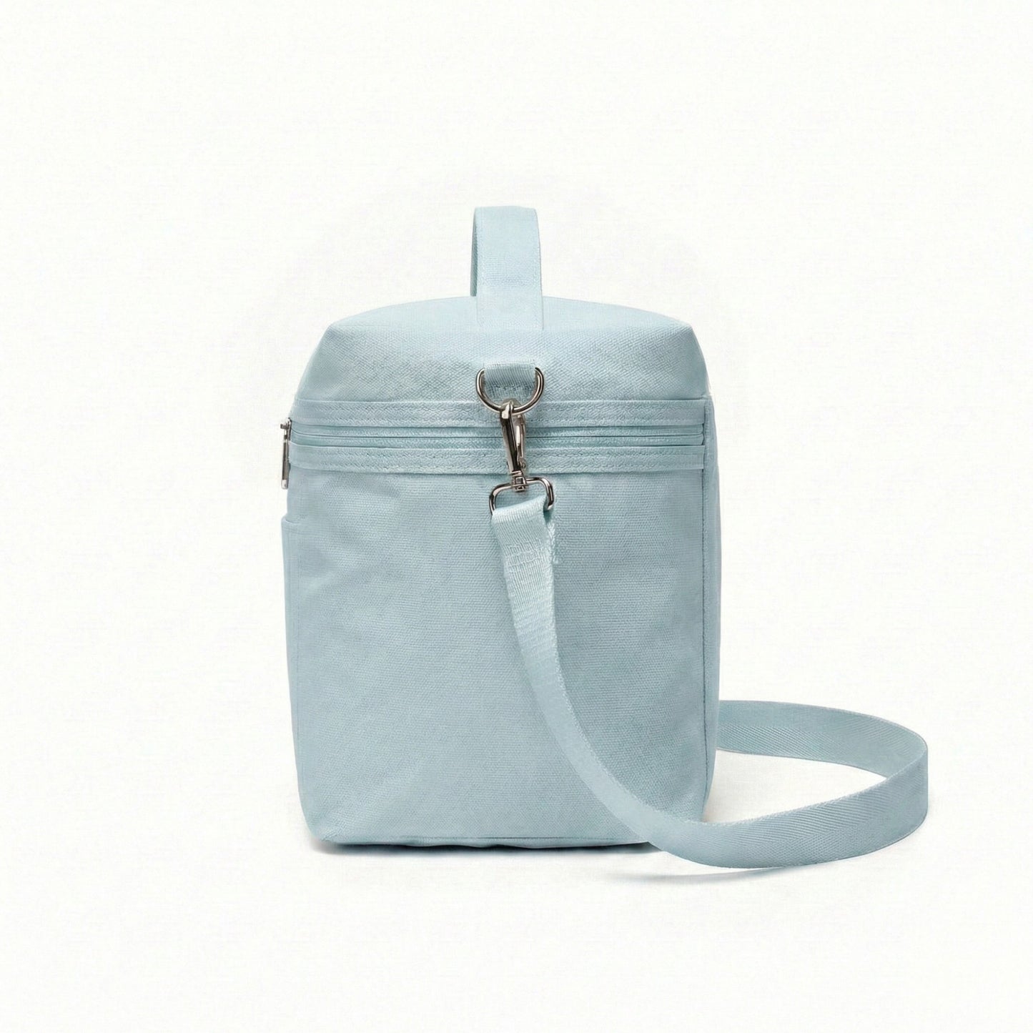 Oxford Fabric Crossbody Utility Bag with Double Zipper Closure and Adjustable Shoulder Strap