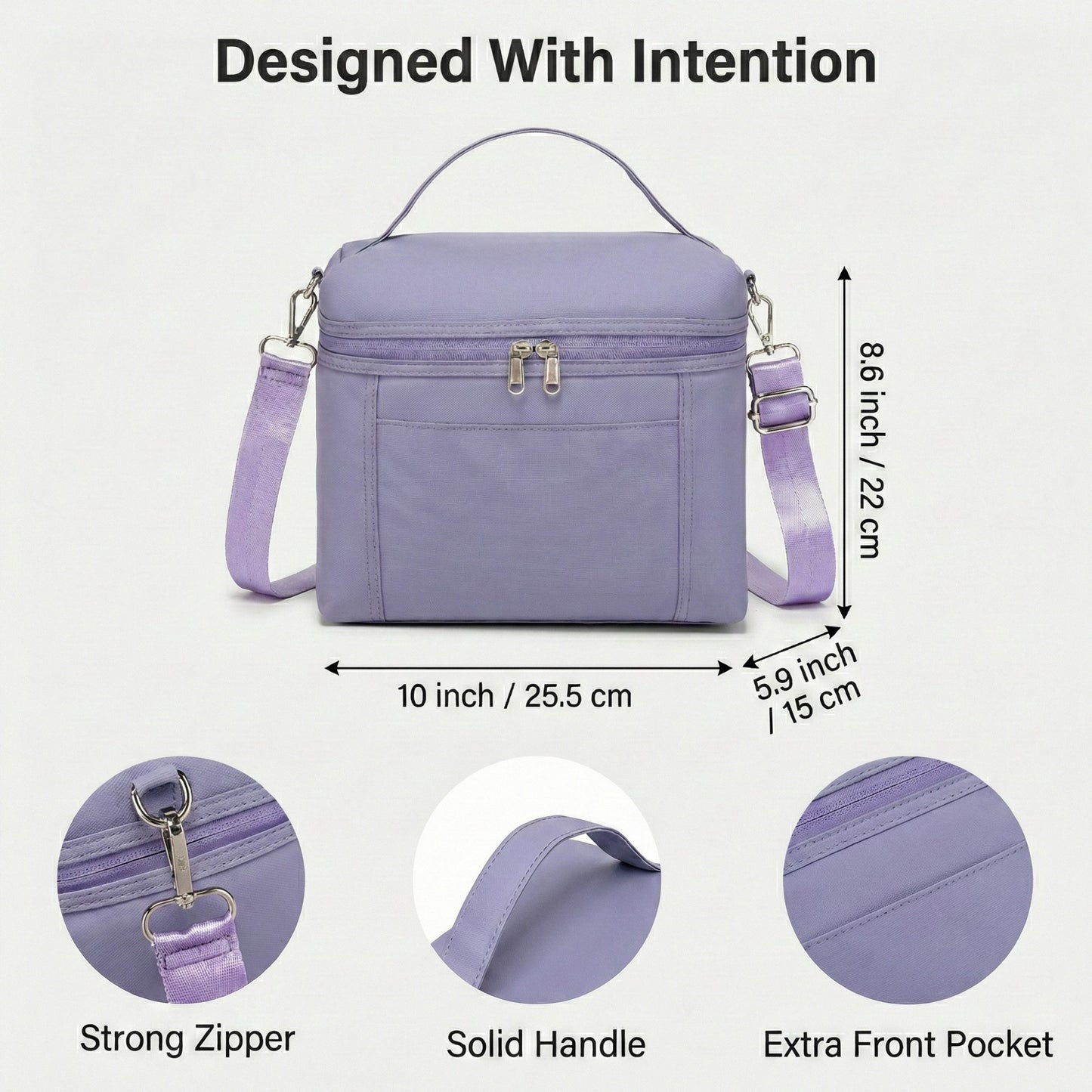 Oxford Fabric Crossbody Utility Bag with Double Zipper Closure and Adjustable Shoulder Strap
