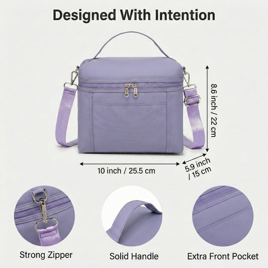 Oxford Fabric Crossbody Utility Bag with Double Zipper Closure and Adjustable Shoulder Strap