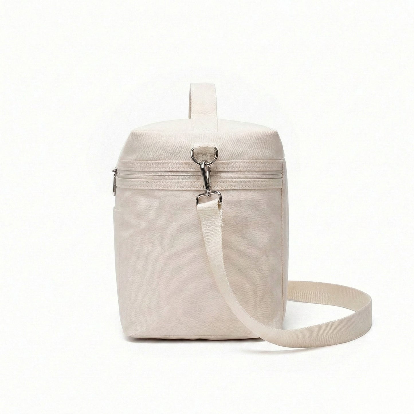 Oxford Fabric Crossbody Utility Bag with Double Zipper Closure and Adjustable Shoulder Strap