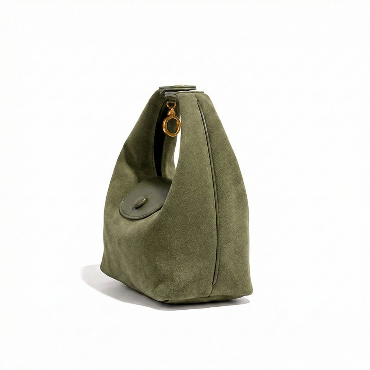 Nylon Mini Hobo Shoulder Bag with Snap Flap Closure and Compact Crescent Silhouette