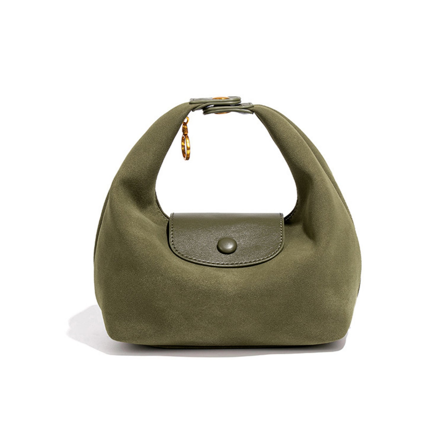 Nylon Mini Hobo Shoulder Bag with Snap Flap Closure and Compact Crescent Silhouette