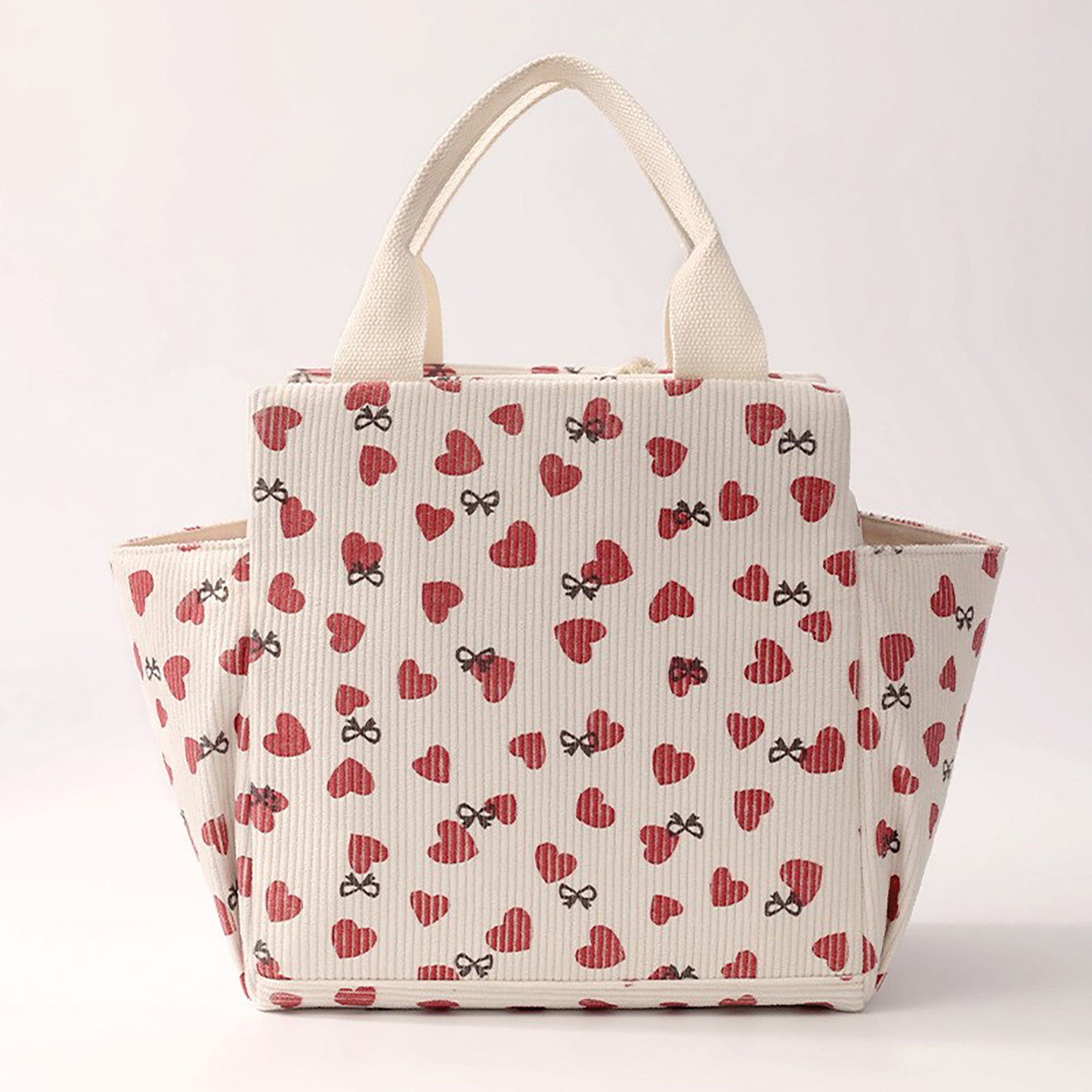 Insulated Lunch Bag with 12L Capacity Heart Print Reusable Thermal Food Tote with Zipper Closure