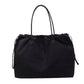 Nylon Drawstring Shoulder Tote Bag with Soft Slouchy Silhouette and Long Carry Straps