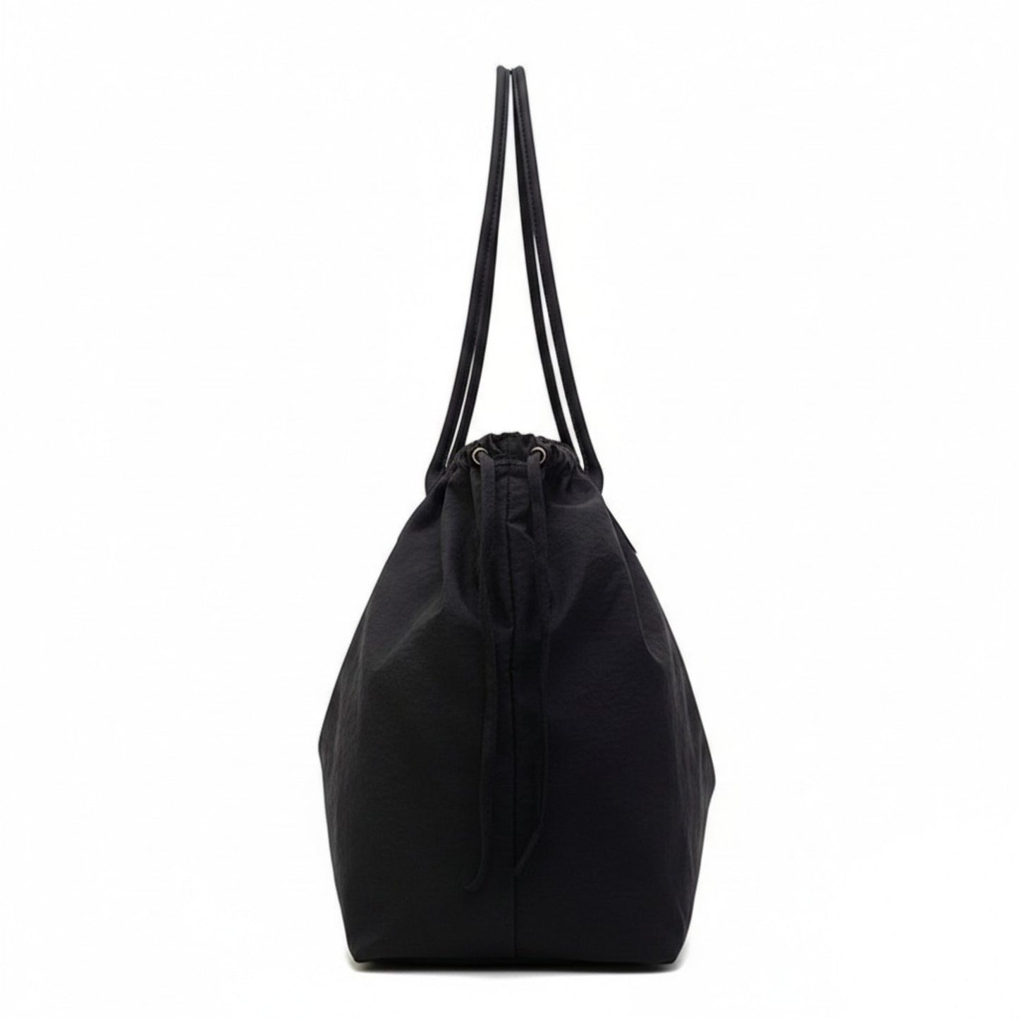 Nylon Drawstring Shoulder Tote Bag with Soft Slouchy Silhouette and Long Carry Straps