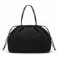 Nylon Drawstring Shoulder Tote Bag with Soft Slouchy Silhouette and Long Carry Straps