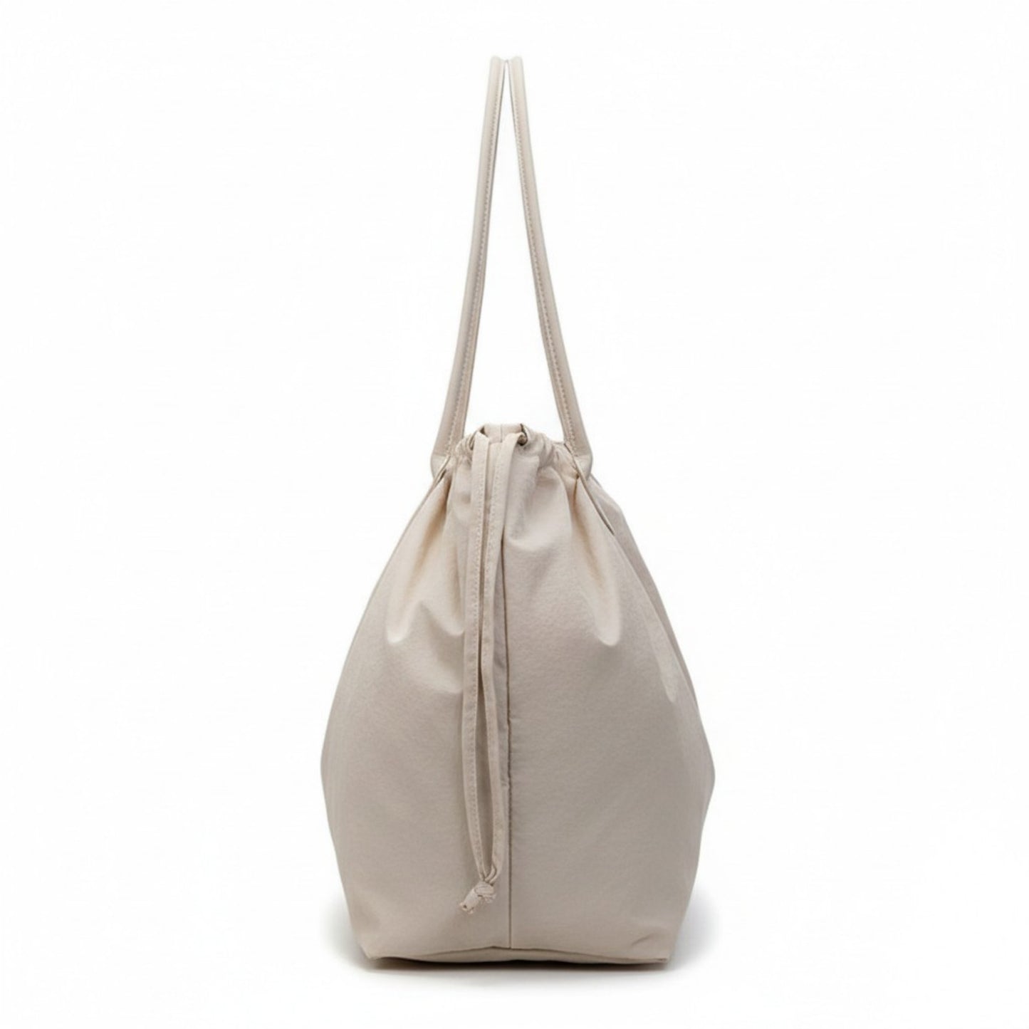 Nylon Drawstring Shoulder Tote Bag with Soft Slouchy Silhouette and Long Carry Straps