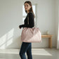 Nylon Drawstring Shoulder Tote Bag with Soft Slouchy Silhouette and Long Carry Straps