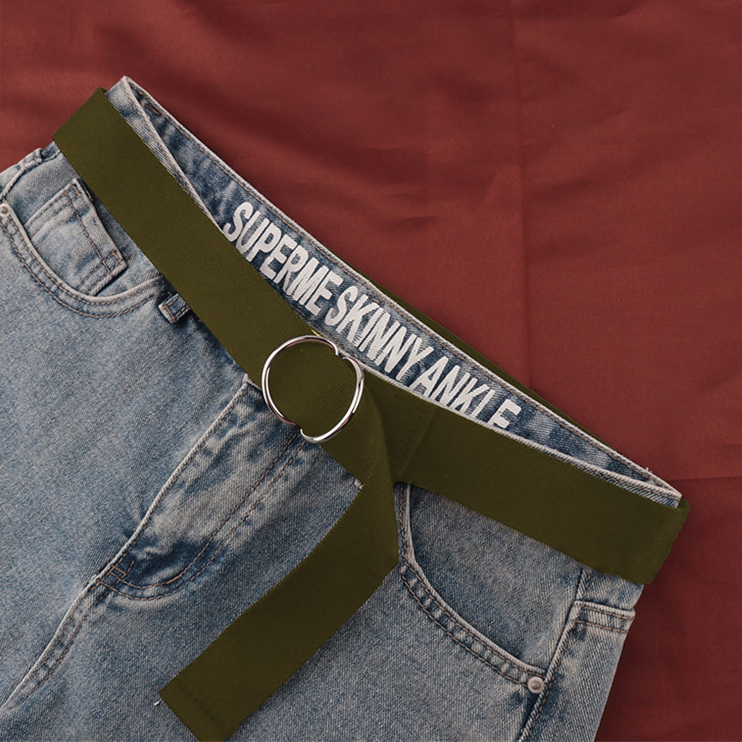Elastic Waist Belt with Double O - Ring Buckle