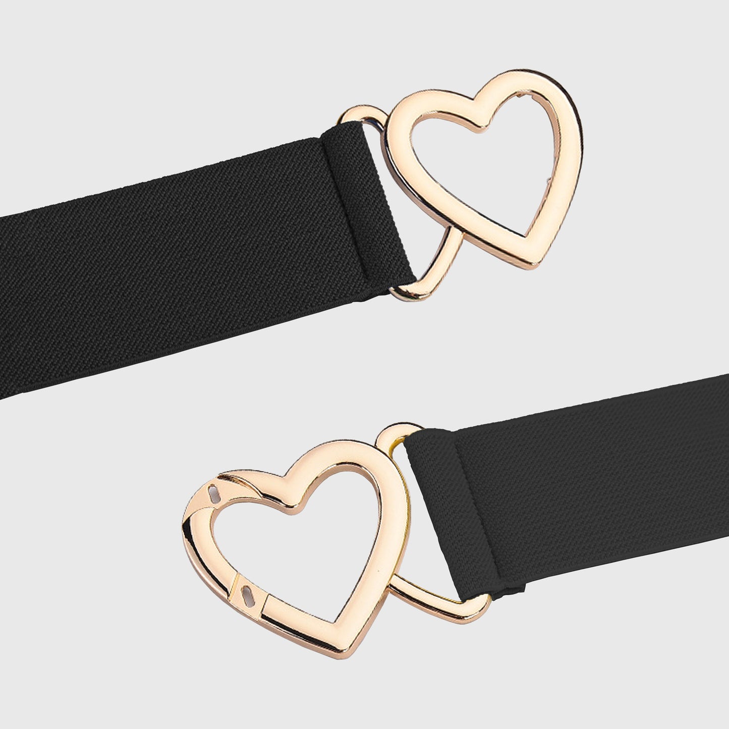 Elastic Waist Belt with Gold Heart Buckle
