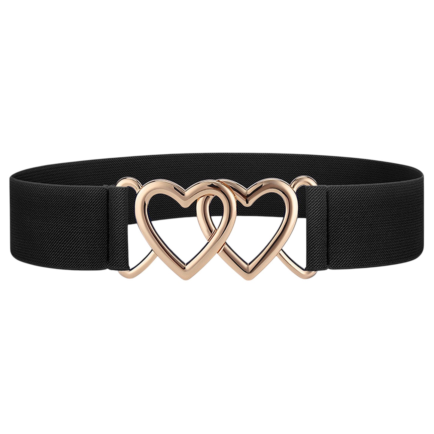 Elastic Waist Belt with Gold Heart Buckle
