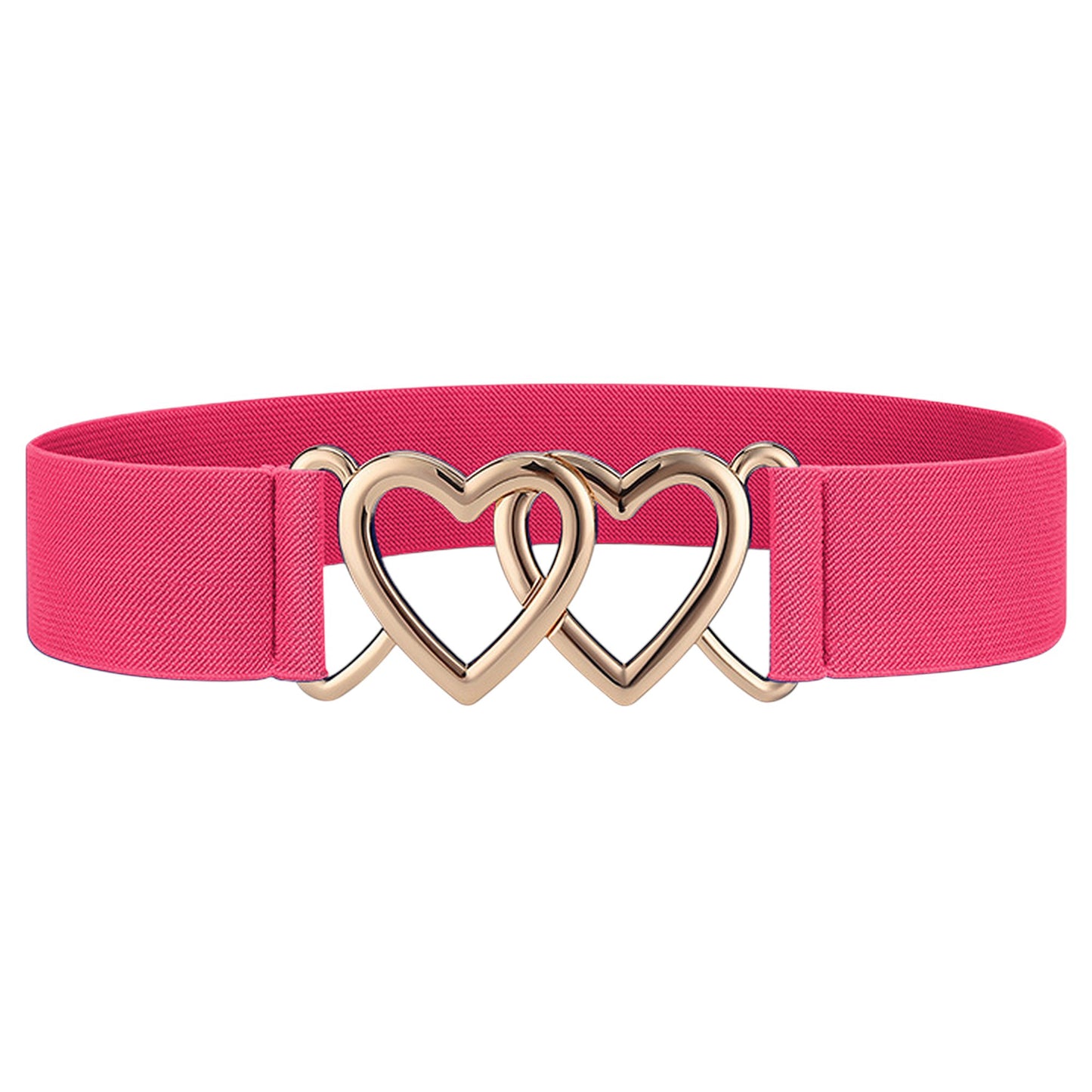 Elastic Waist Belt with Gold Heart Buckle