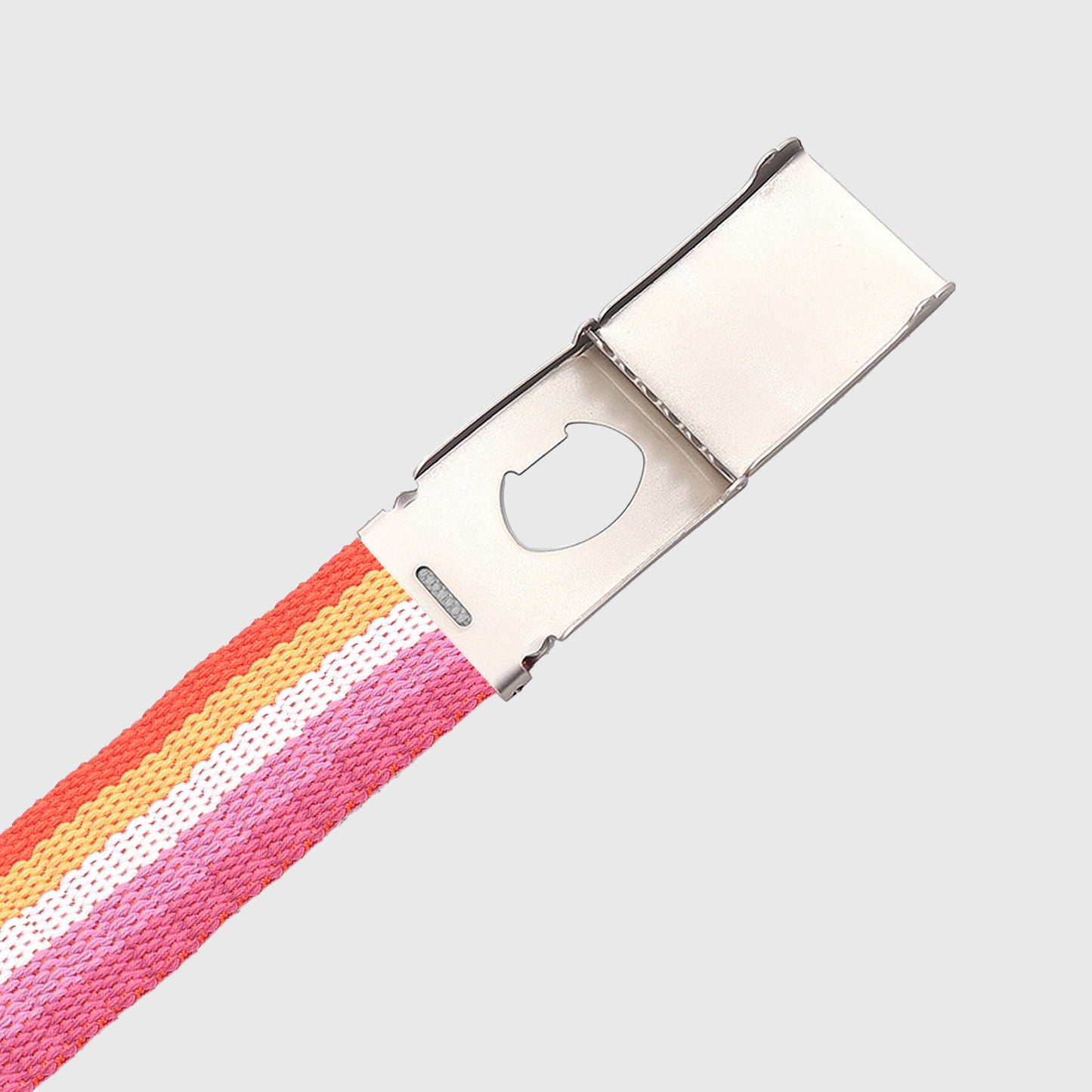 Colorful Striped Canvas Belt with Silver Buckle