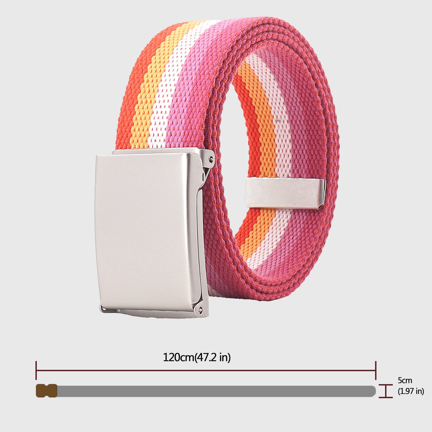 Colorful Striped Canvas Belt with Silver Buckle