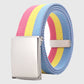 Colorful Striped Canvas Belt with Silver Buckle