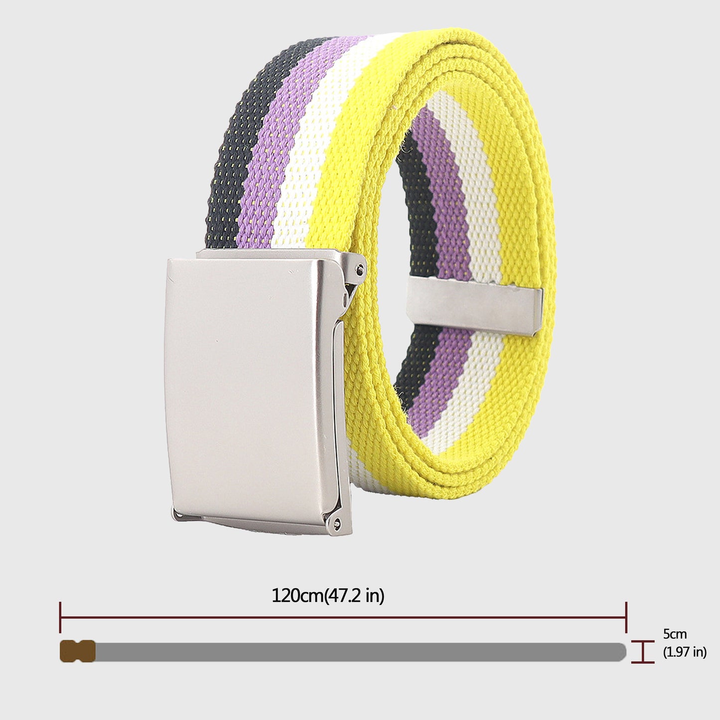 Colorful Striped Canvas Belt with Silver Buckle