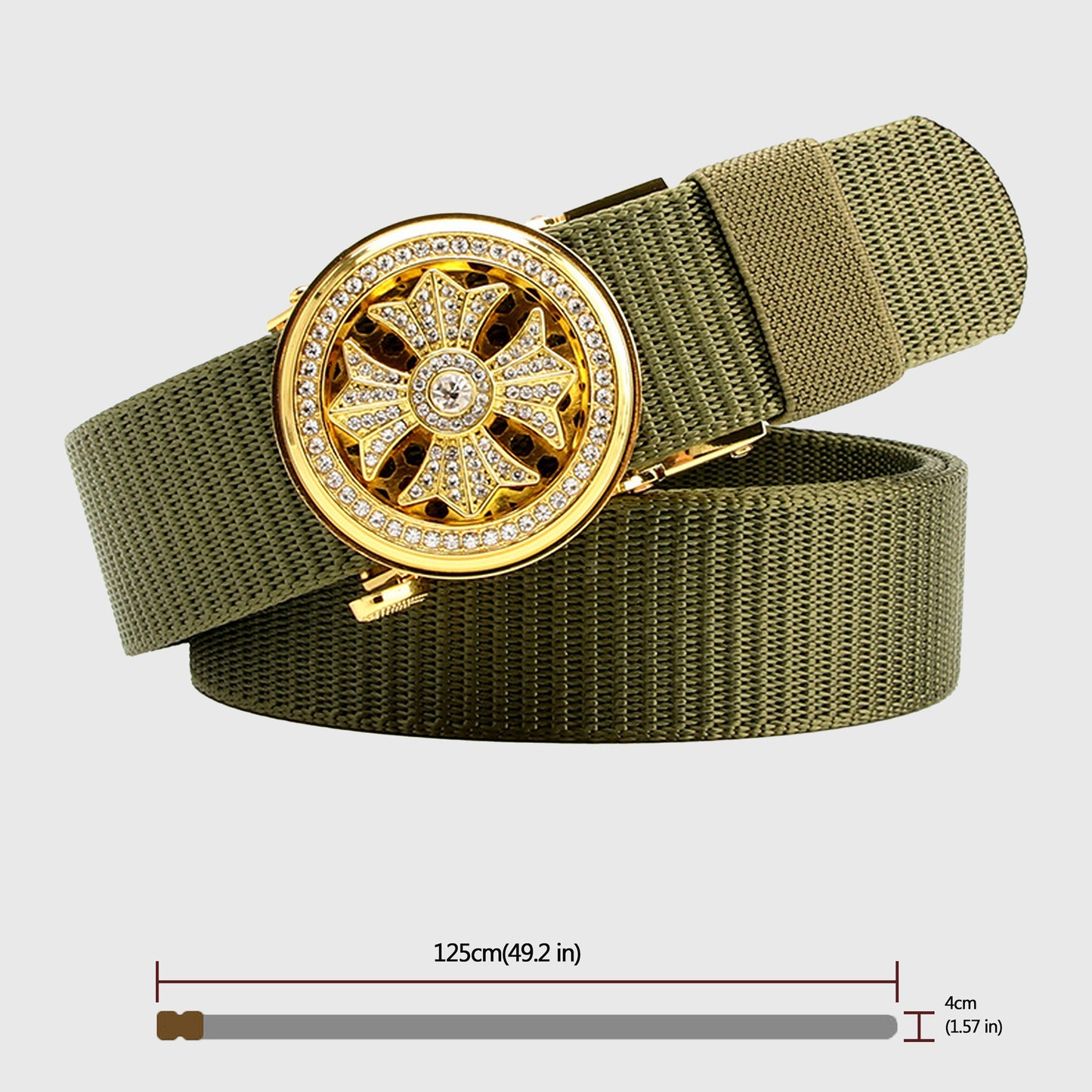 Nylon Belt with Rhinestone - Embellished Gold Buckle