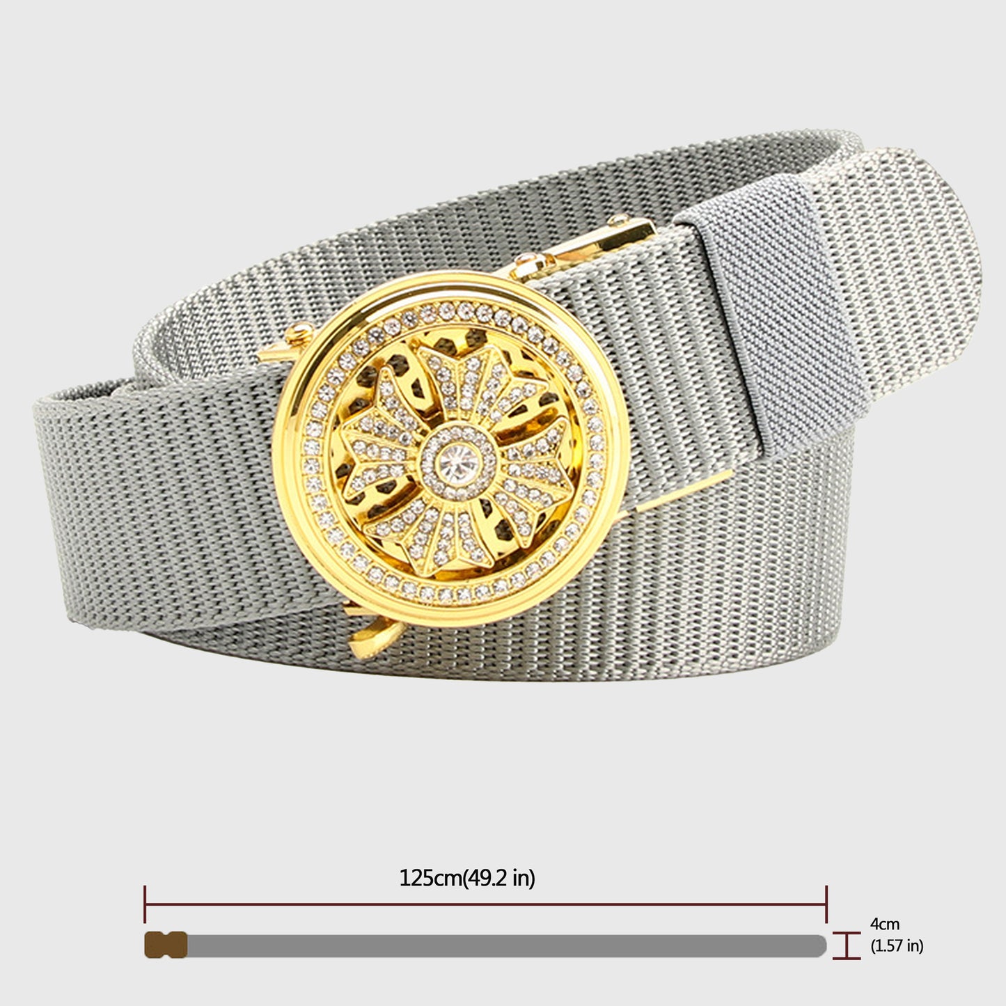 Nylon Belt with Rhinestone - Embellished Gold Buckle