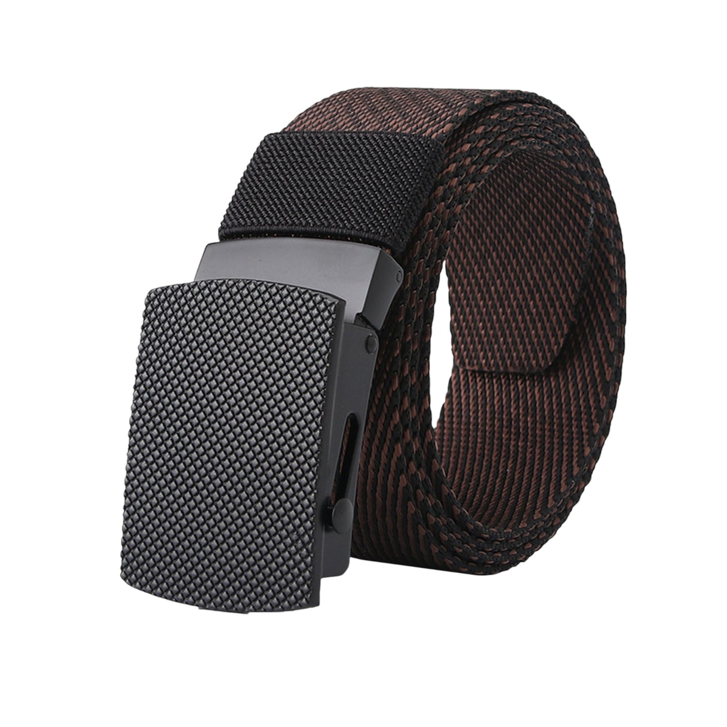 Striped Nylon Belt with Textured Buckle