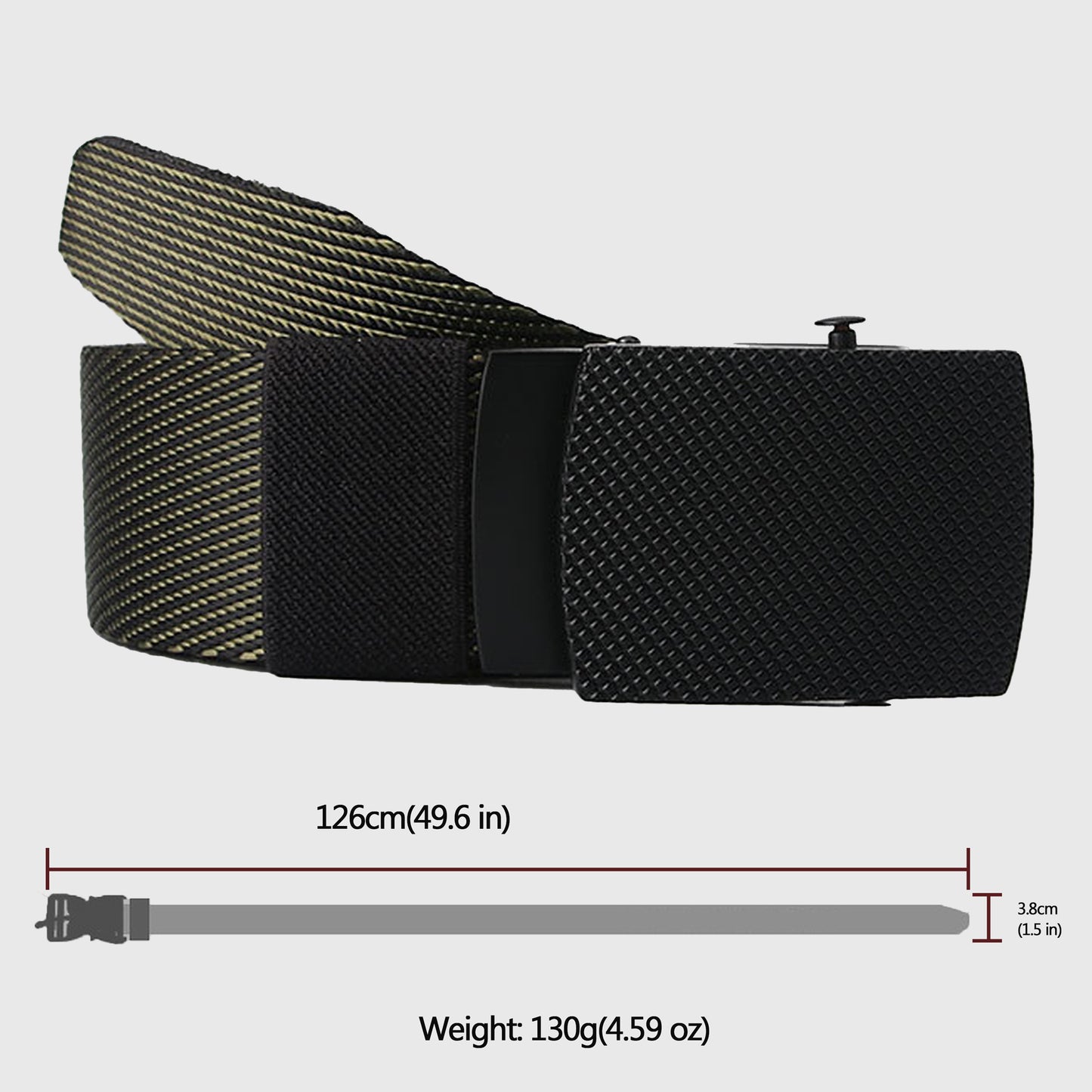 Striped Nylon Belt with Textured Buckle