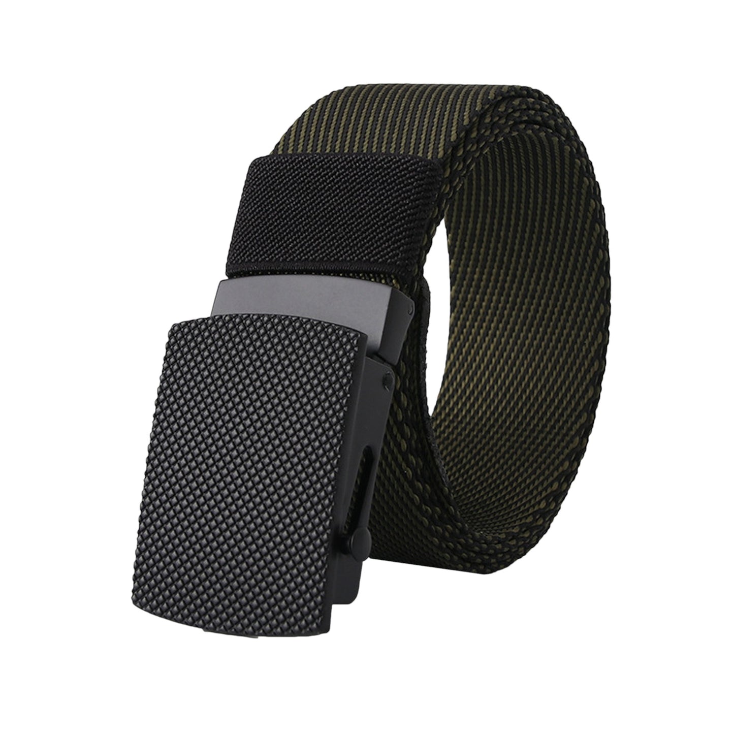 Striped Nylon Belt with Textured Buckle