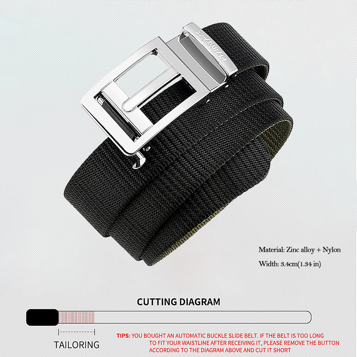 Nylon Belt with Zinc Alloy Automatic Buckle