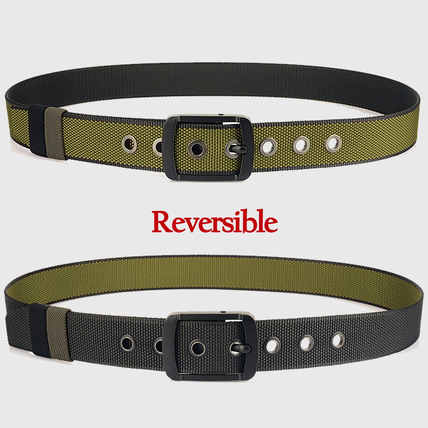 Reversible 2-Color Nylon Waist Belt with Zinc Alloy Buckle