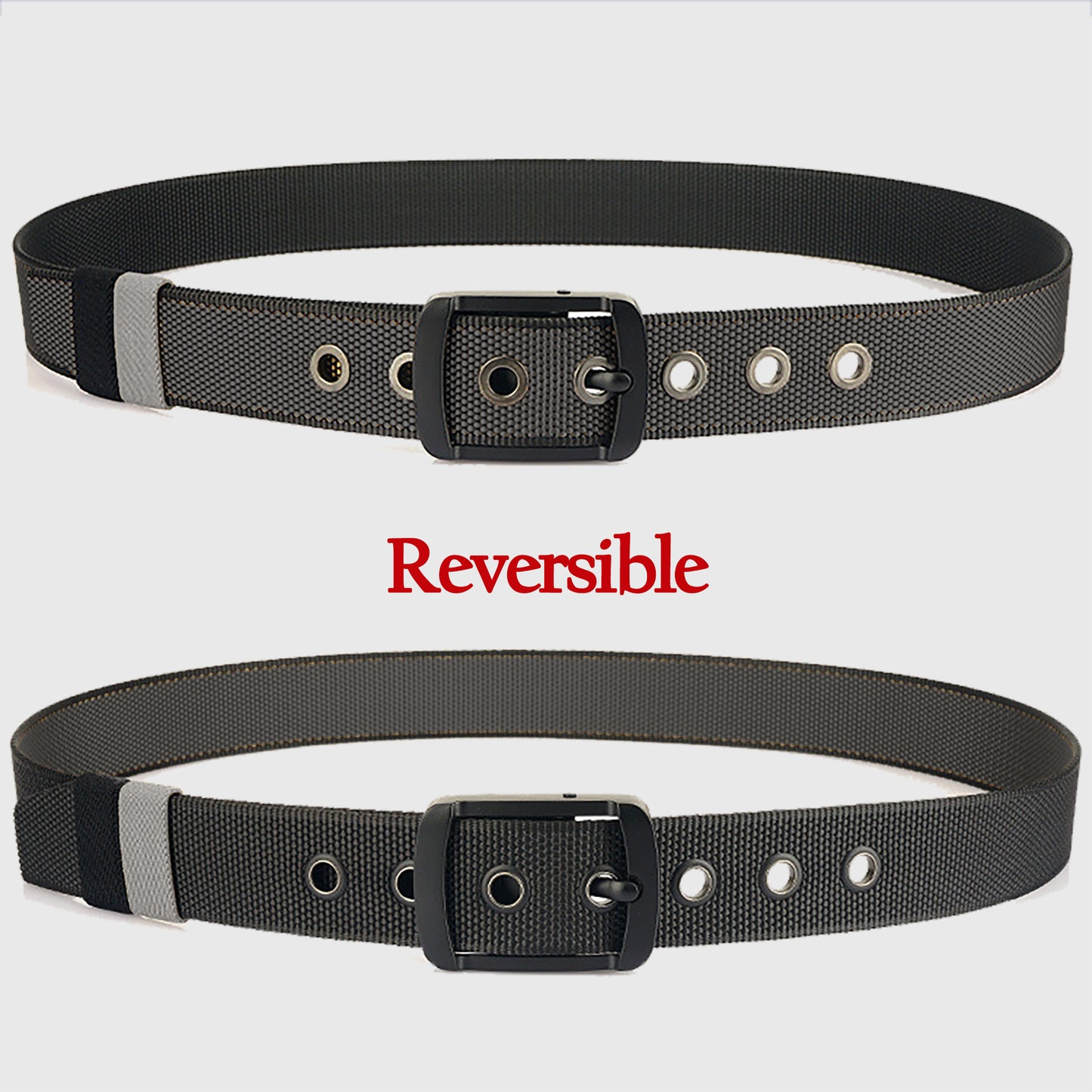 Reversible 2-Color Nylon Waist Belt with Zinc Alloy Buckle