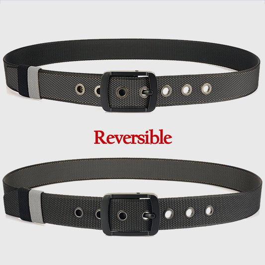 Reversible 2-Color Nylon Waist Belt with Zinc Alloy Buckle