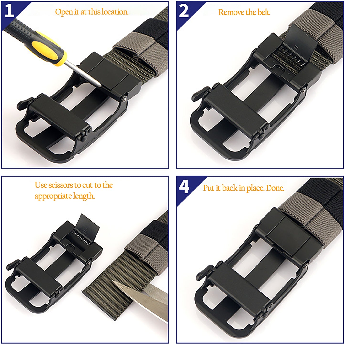 Elastic Nylon Waist Belt with Zinc Alloy Adjustable Buckle
