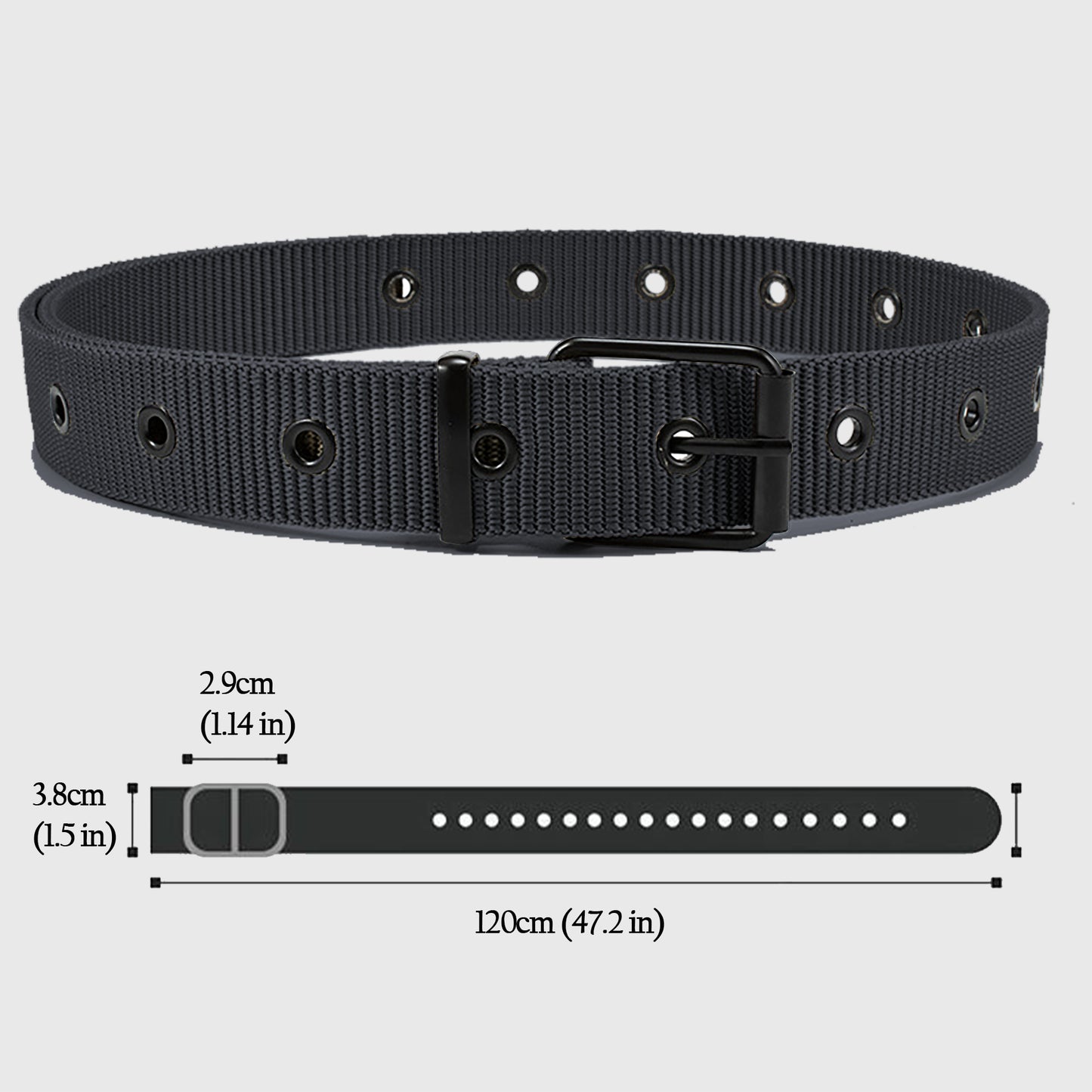 Nylon Waist Belt with Multiple Holes & Black Buckle