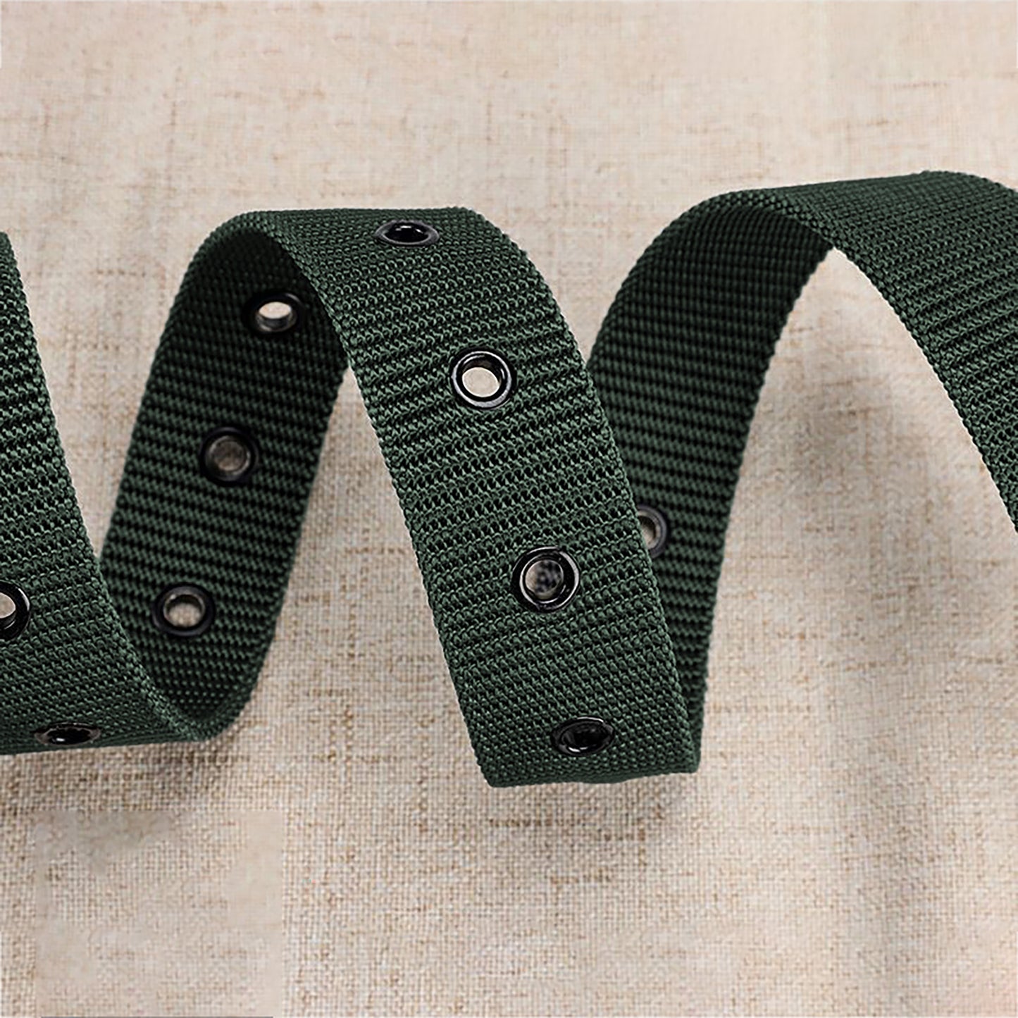 Nylon Waist Belt with Multiple Holes & Black Buckle