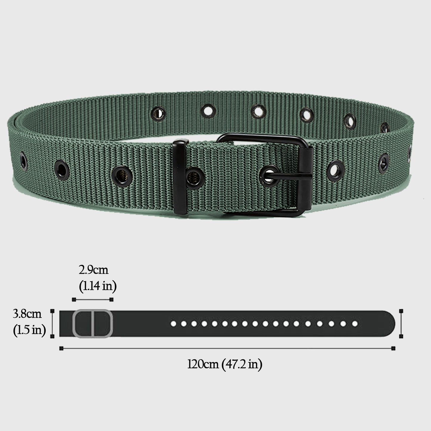 Nylon Waist Belt with Multiple Holes & Black Buckle