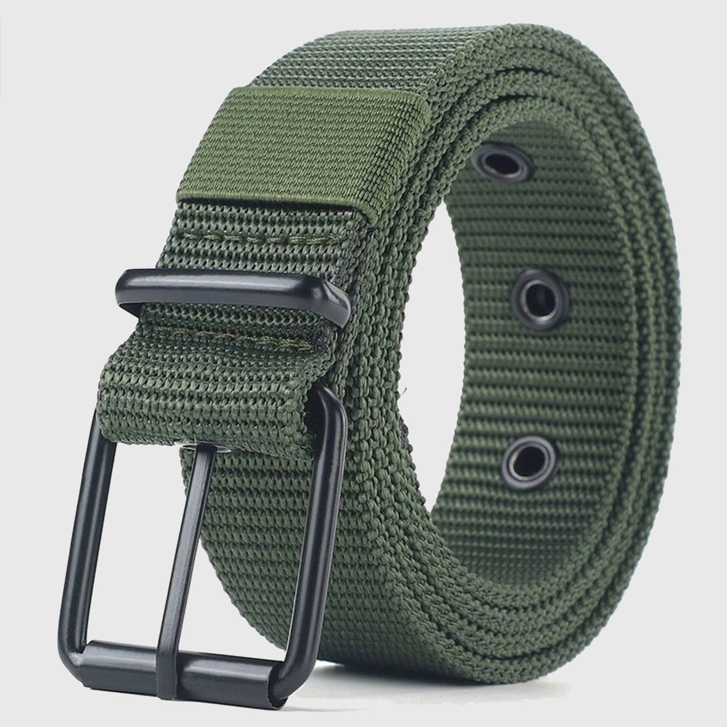 Nylon Waist Belt with Multiple Holes & Black Buckle