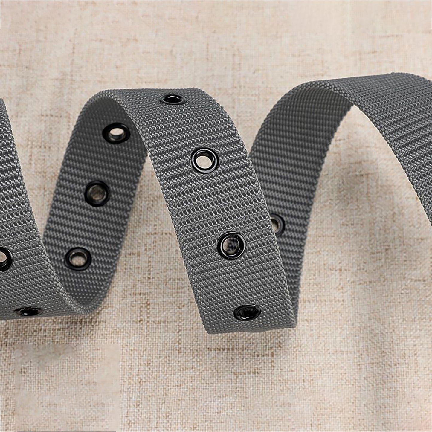 Nylon Waist Belt with Multiple Holes & Black Buckle
