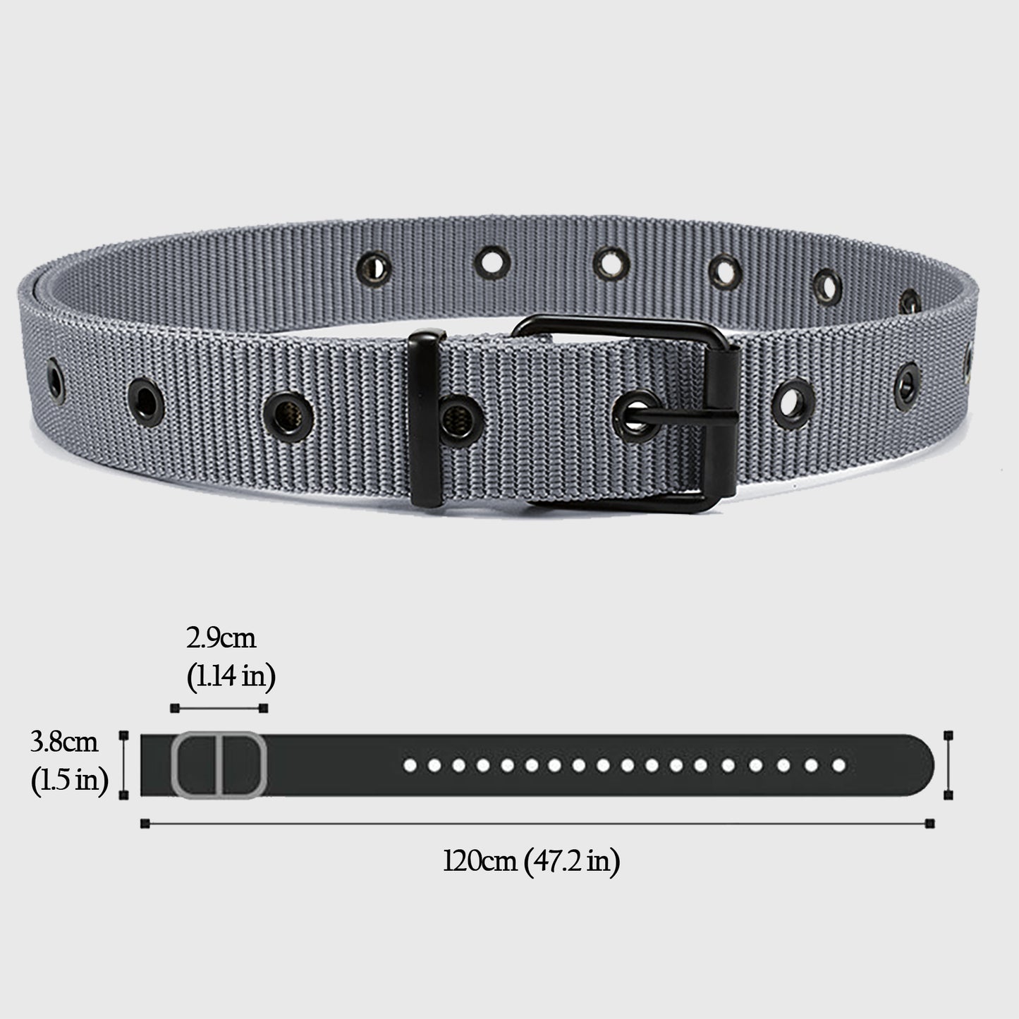 Nylon Waist Belt with Multiple Holes & Black Buckle
