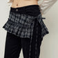Plaid Ruffle Overlay Skirt Belt with Adjustable Side Ties 55in