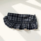 Plaid Ruffle Overlay Skirt Belt with Adjustable Side Ties 55in