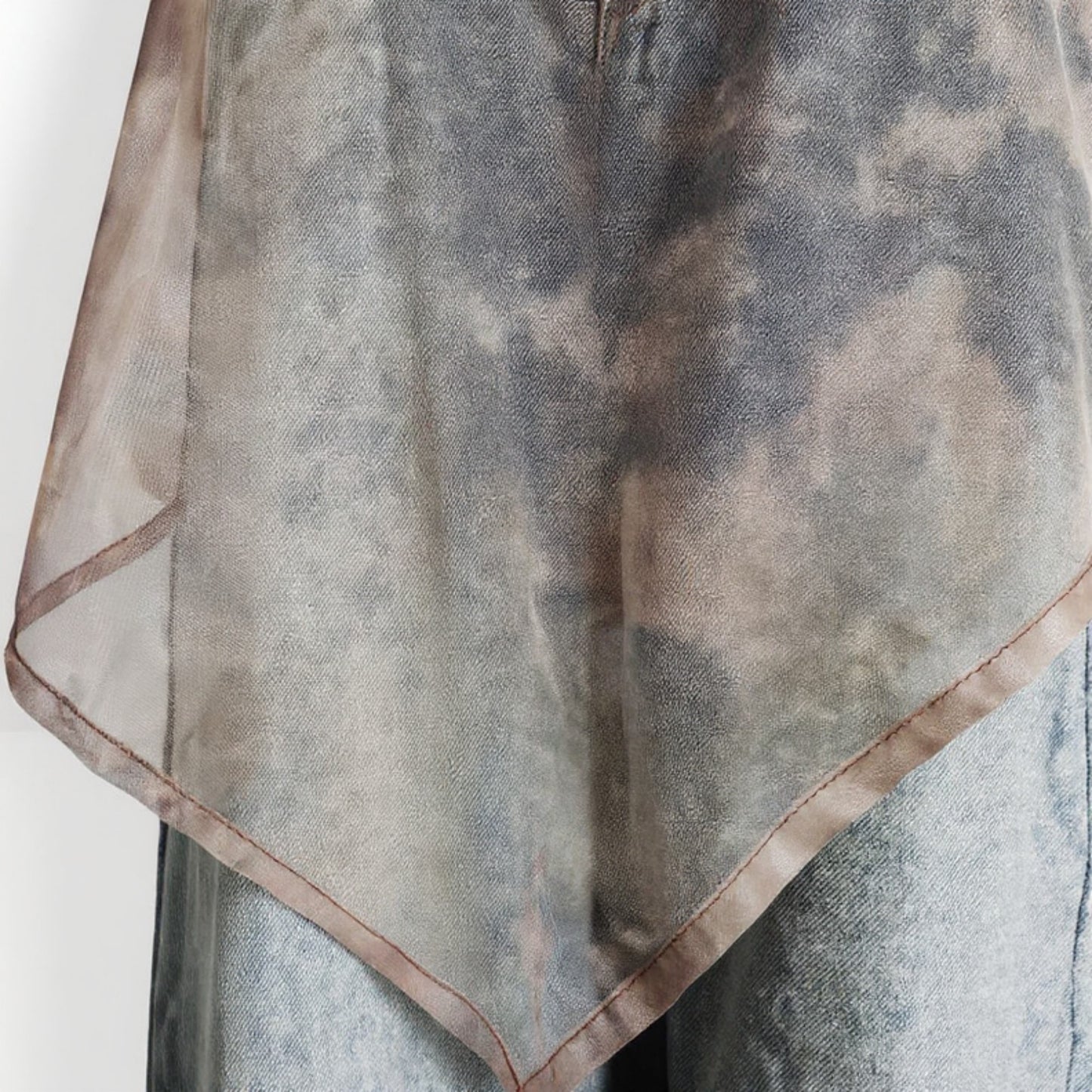 Sheer Organza Overlay Wrap Skirt with Asymmetrical Hem and Tie Waist 17.7x59in